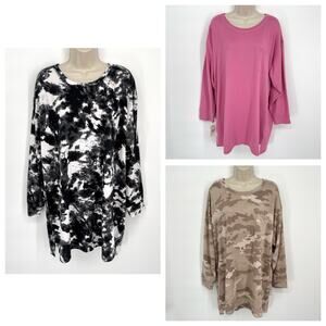 Jenni NWT Women's 3 Pack Bundle Sleep Shirts Size XXL Black, White, Brown, Pink